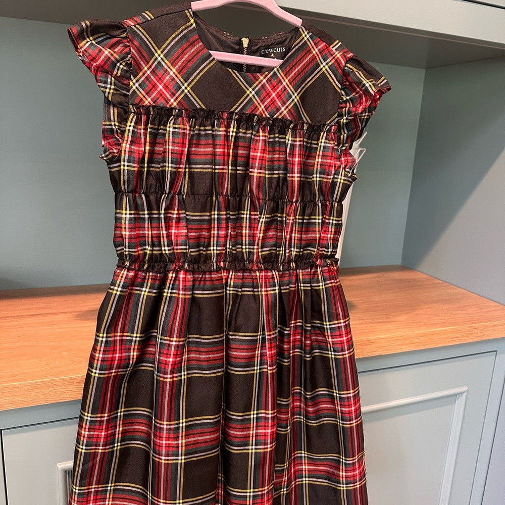 J.Crew Girls Plaid Dress with Ruffle Sleeves